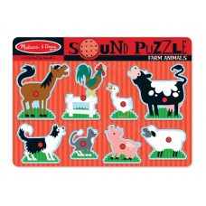 8 pc Melissa & Doug - Farm Animal Sound Pin Puzzle 